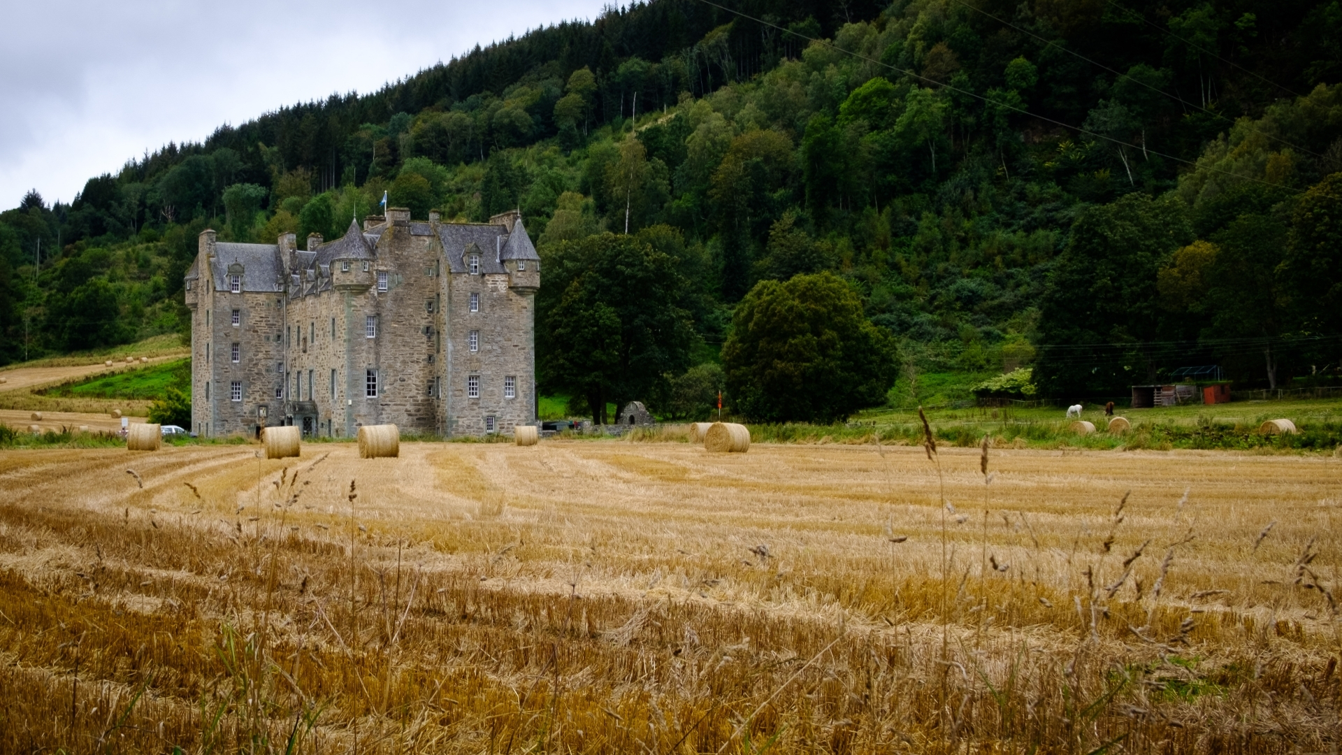 Castle Menzies surrounded by fields