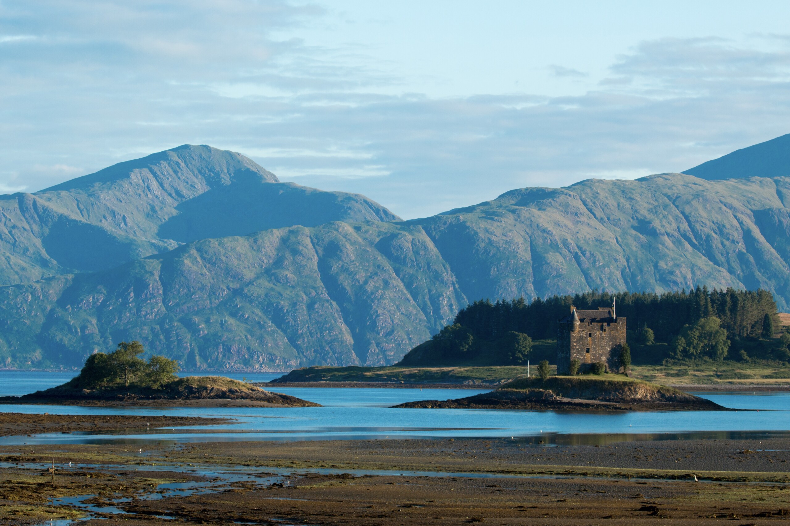 Castle Stalker on Loch Lhinie in the Argyll region of the Highlands