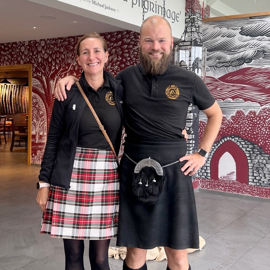 Tour guide Sandy & Hazel at Lindores Abbey Distillery