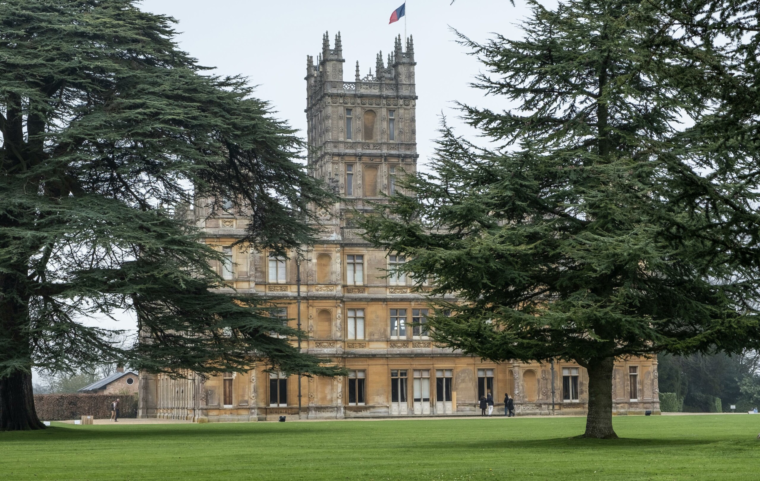 Highclere Castle with Yew Trees