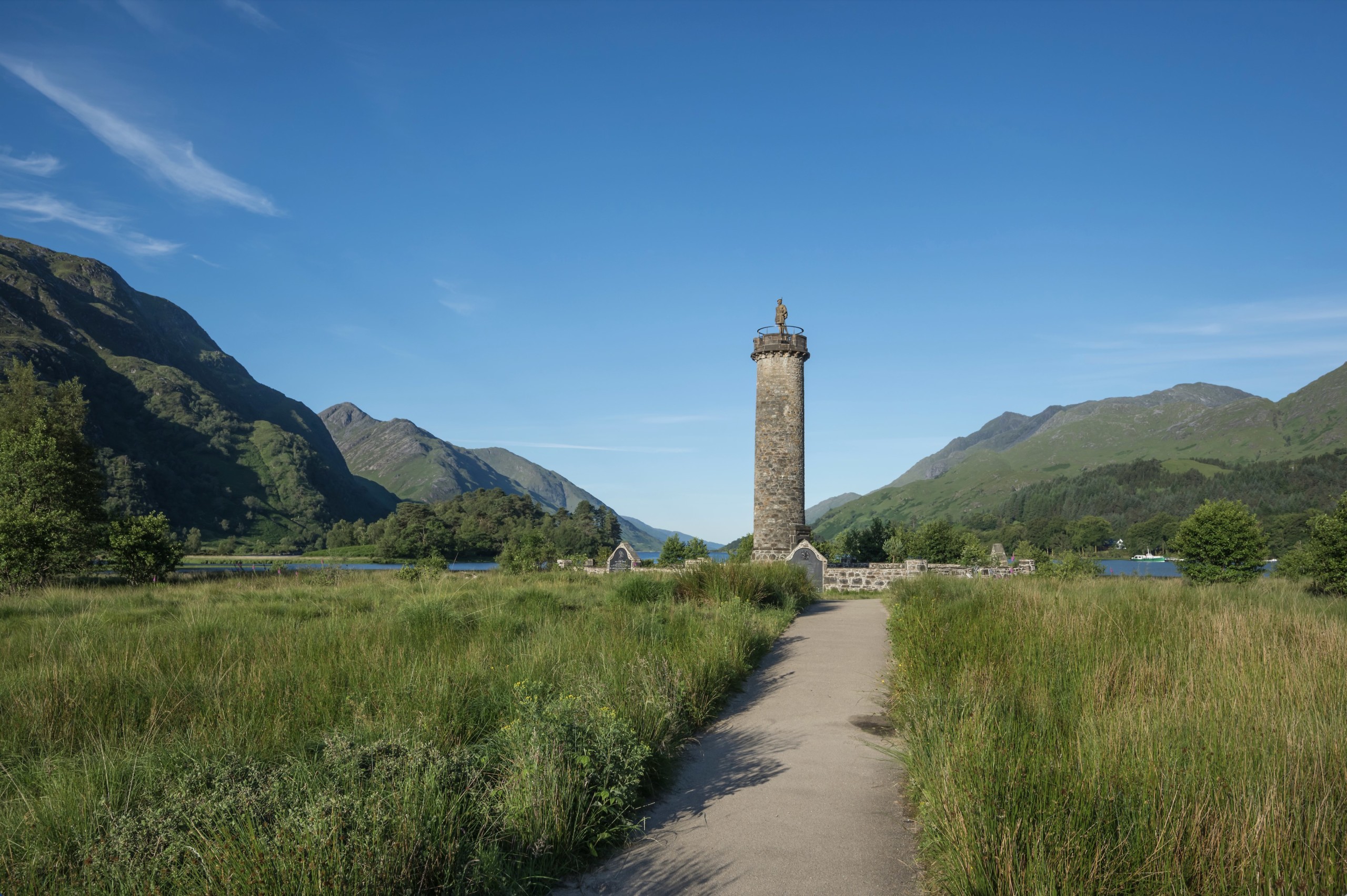 The Lone Highlander Jacobite Monument at the head of Loch Sheil