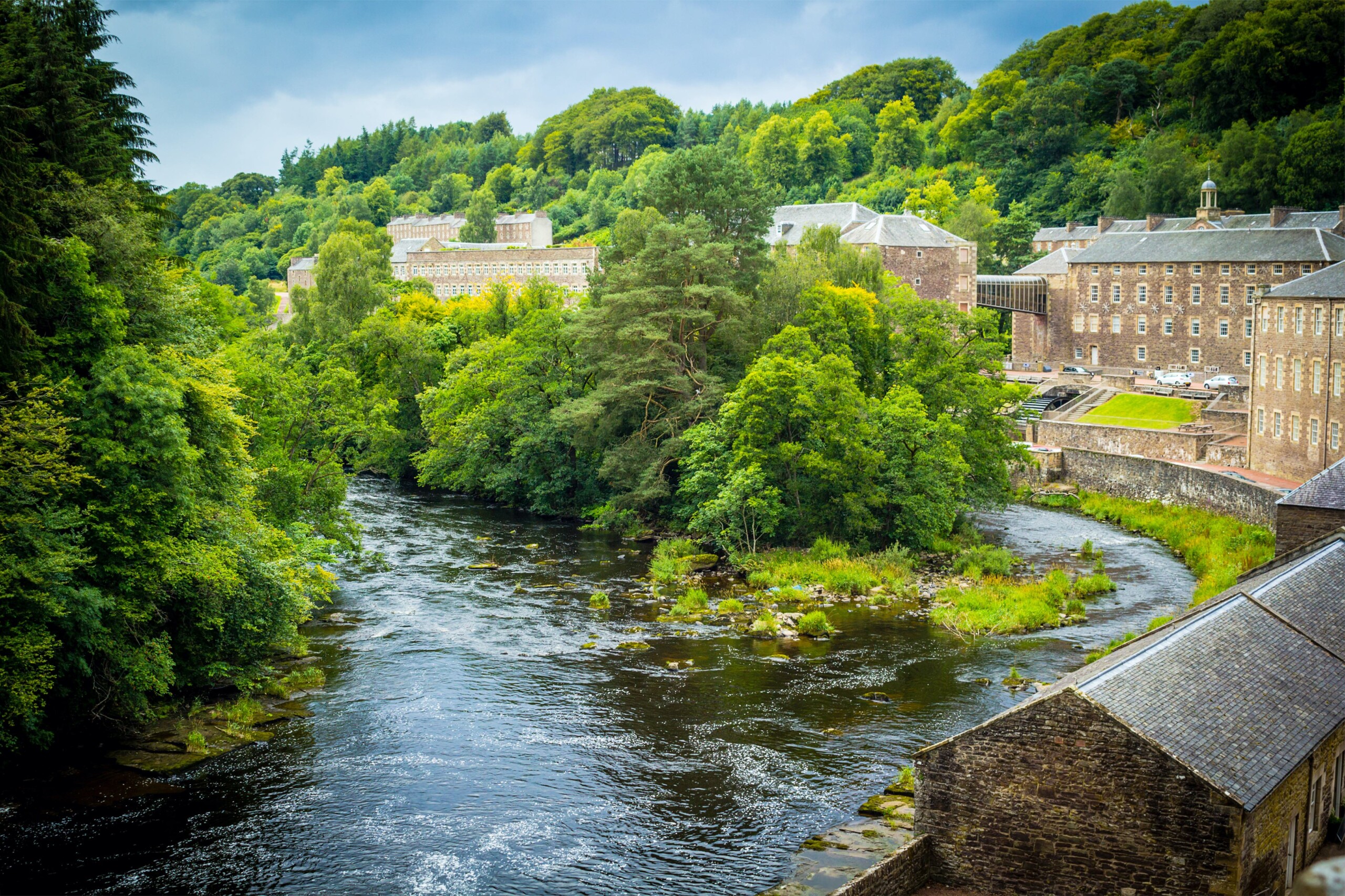 New Lanark Heritage Village on the River Clyde