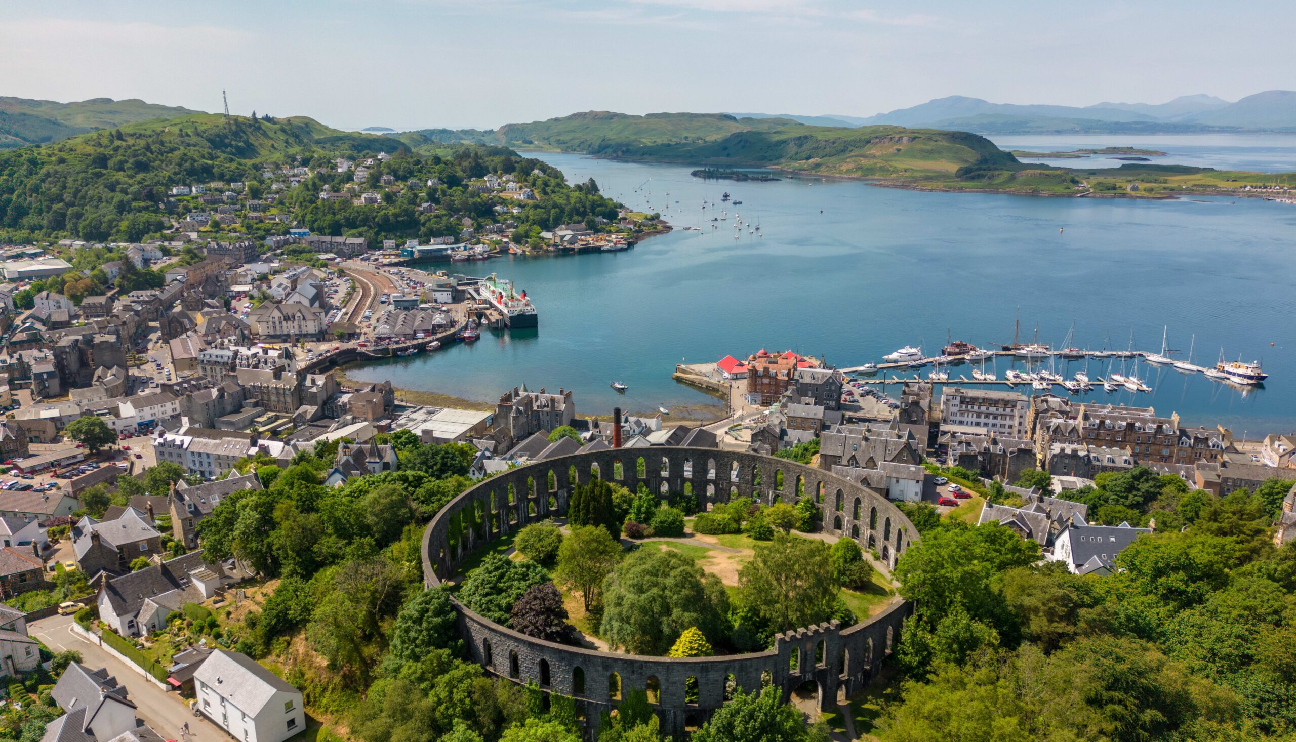 Panoramic view of Oban from Mccaig's tower